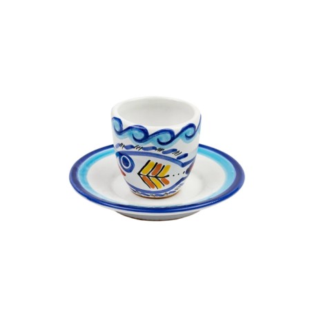 Ceramic Coffee Cup with Saucer Levante desimone sicilian pottery TZZ56LE Ceramic Coffee Cup with Saucer Levante desimone sicilian pottery TZZ56LE